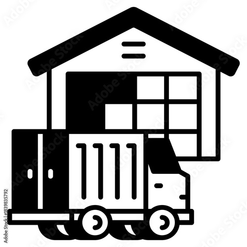 Warehouse and Freight Trucking black fill icon