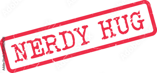 Charming Red Rubber Stamp Mark Conveying Warmth and Intellectual Camaraderie as Nerdy Hug