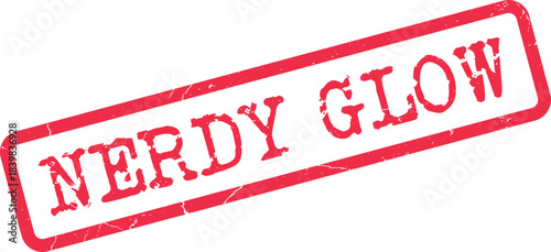 Bright red stamp featuring the illuminating text Nerdy Glow for intellectual brilliance