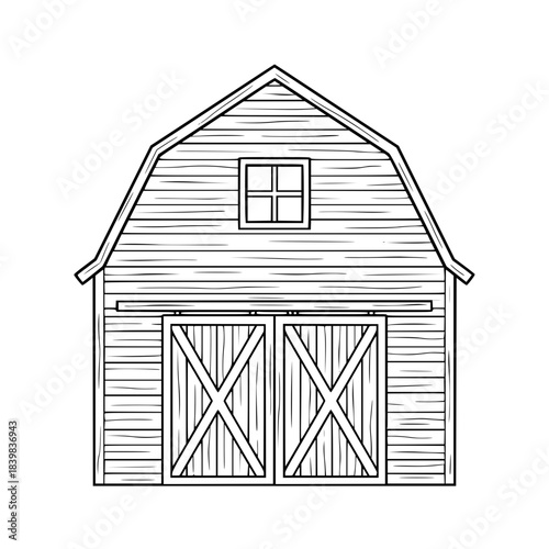 Classic wooden barn farm building illustration