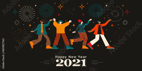 Celebrating new year with friends and fireworks a joyful festive moment