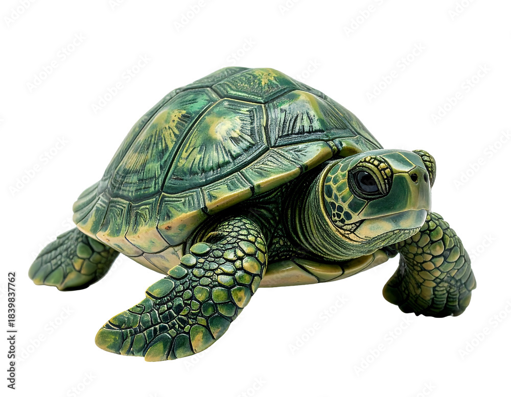 Obraz premium Detailed Sea Turtle Figurine with Natural Green Tones
