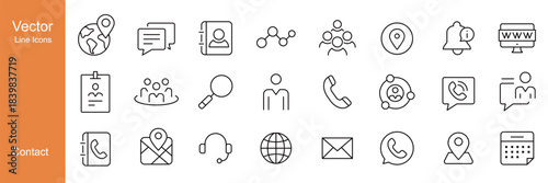 Contact Icons - Vector Line. Editable Stroke.