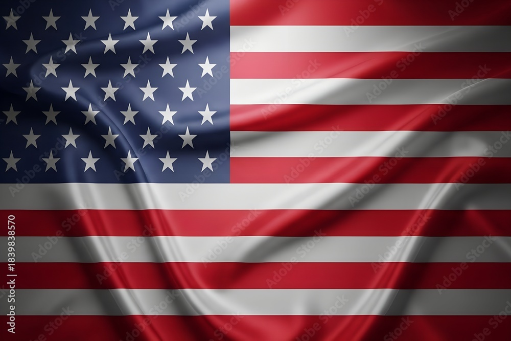 Naklejka premium Waving american flag with stars and stripes fabric texture isolated on transparent background