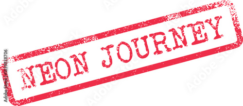 NEON JOURNEY Red Distressed Rubber Stamp Representing Progress and Exploration