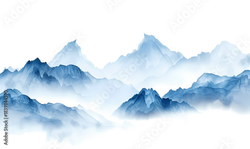 Wallpaper Mural Misty Mountainscape in Watercolor Style Torontodigital.ca