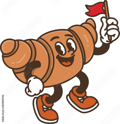 mascot croissant vector logo cartoon