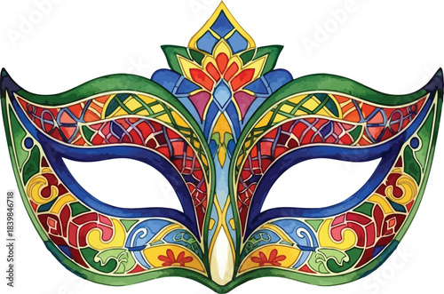 Venetian Carnival Mask Vector Watercolor