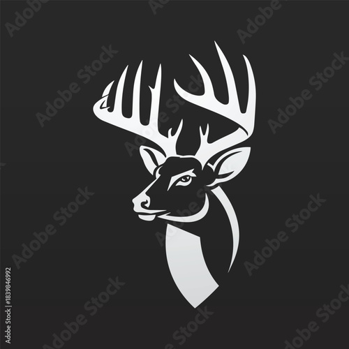 Whitetail Deer with antlers vector design silhouette