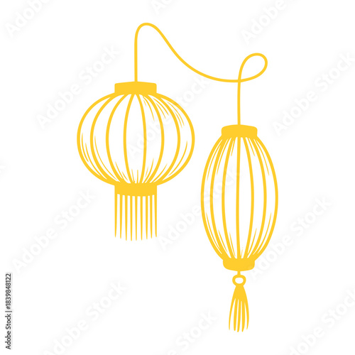 Chinese Lanterns Line Art