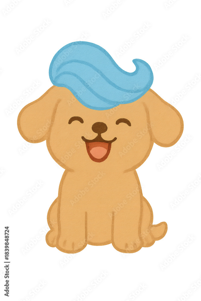 Obraz premium Sticker, cute animal character, dog long hair