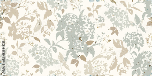 Delicate floral pattern with soft muted colors and subtle shadow details