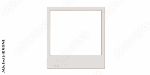 A plain rectangular off white instant photo frame on a white background