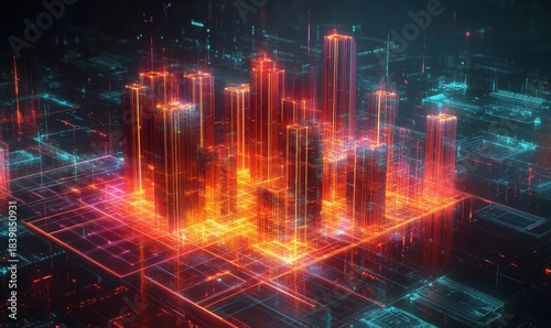 Neon circuit boards and waveforms for advanced connection technologies. Big data processing, electricity, and energy systems for -edge programming and cloud computing platforms, Generative AI