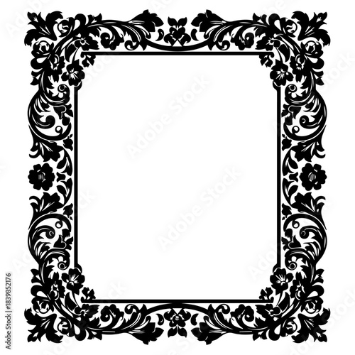 Ornate classic square frame with delicate floral patterns and scrolls