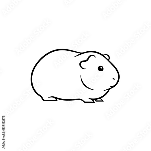Adorable outline illustration of a pet guinea pig, perfect for icons or logos