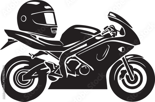 Black Heavy Bikes Silhouettes Vector Set on white background