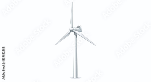 Wind Turbine Green Landscape Illustration