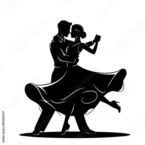 Silhouetted Couple Gracefully Dancing, Portraying Elegance and Passion