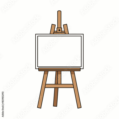 wooden easel with blank canvas isolated on white