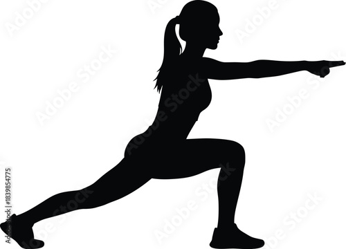 Silhouette of a woman performing a forward lunge exercise