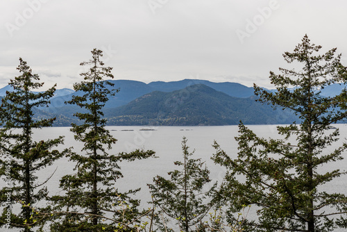 View over the Howe Sound Inlet from The Sea to Sky Highway, British Columbia, Canada