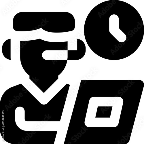 working hours glyph icon. Strong and solid vector icon for websites, mobile interfaces, presentations, and visual branding. High quality and easy to edit.