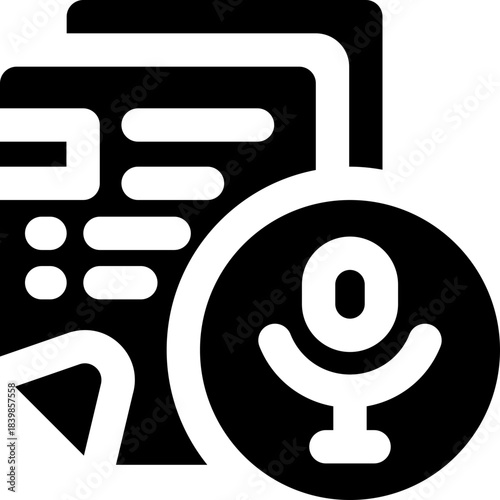 transcript glyph icon. Strong and solid vector icon for websites, mobile interfaces, presentations, and visual branding. High quality and easy to edit.