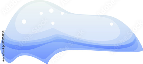 Winter snow window snowdrift ice cap with a rounded snowy drift forming a soft frozen pile. Cartoon vector snowcap, clean holiday rooftop frame shows layered white and blue frost, cold isolated border