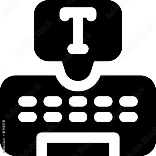 typing glyph icon. Strong and solid vector icon for websites, mobile interfaces, presentations, and visual branding. High quality and easy to edit.