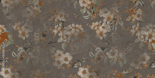 Tableau sur toile rusty metal surface floral tapestry mural vintage decorative.