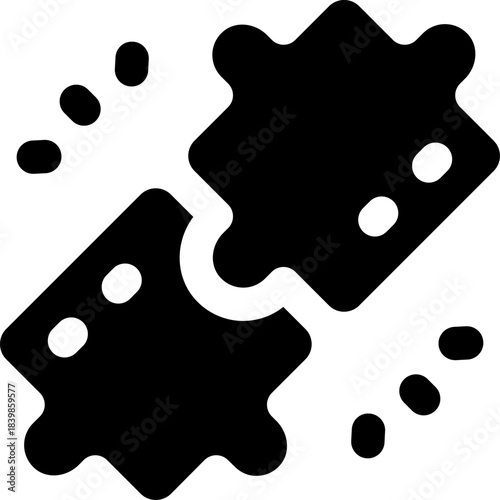 puzzle glyph icon. Strong and solid vector icon for websites, mobile interfaces, presentations, and visual branding. High quality and easy to edit.