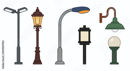 Street Lamp Collection Vector Illustration