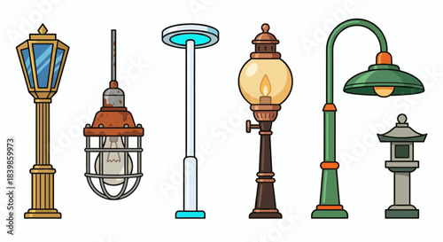 Street Lamp Collection Vector Illustration