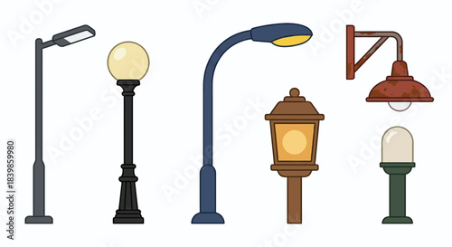Street Lamp Collection Vector Illustration