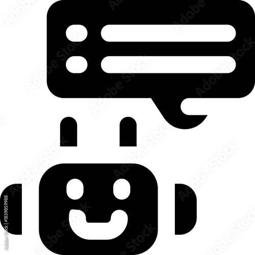 chatbot glyph icon. Strong and solid vector icon for websites, mobile interfaces, presentations, and visual branding. High quality and easy to edit.