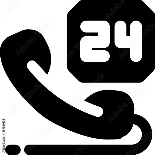 24 hours glyph icon. Strong and solid vector icon for websites, mobile interfaces, presentations, and visual branding. High quality and easy to edit.