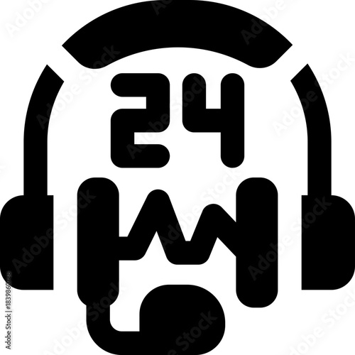 24 hours glyph icon. Strong and solid vector icon for websites, mobile interfaces, presentations, and visual branding. High quality and easy to edit.