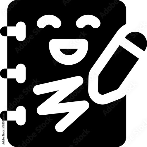 sketchbook glyph icon. Strong and solid vector icon for websites, mobile interfaces, presentations, and visual branding. High quality and easy to edit.