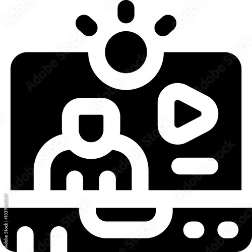 video call glyph icon. Strong and solid vector icon for websites, mobile interfaces, presentations, and visual branding. High quality and easy to edit.