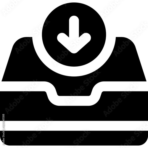 inbox glyph icon. Strong and solid vector icon for websites, mobile interfaces, presentations, and visual branding. High quality and easy to edit.
