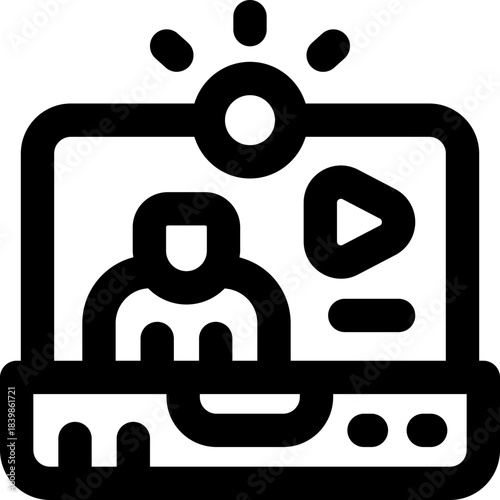 video call line icon. Clean and minimalist vector icon for websites, mobile apps, presentations, and logos. Fully scalable and customizable for any project.