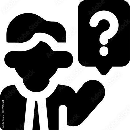 asking glyph icon. Strong and solid vector icon for websites, mobile interfaces, presentations, and visual branding. High quality and easy to edit.