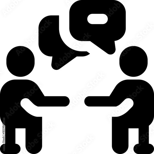 talking glyph icon. Strong and solid vector icon for websites, mobile interfaces, presentations, and visual branding. High quality and easy to edit.