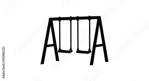 A minimalist depiction of a swing set against a white background a striking silhouette