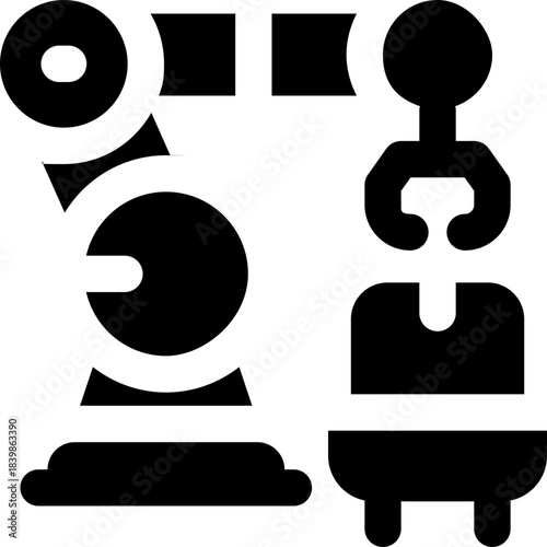 robot arm glyph icon. Strong and solid vector icon for websites, mobile interfaces, presentations, and visual branding. High quality and easy to edit.