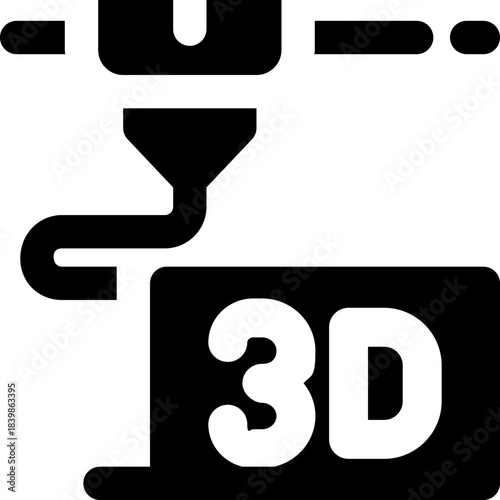 3d printing glyph icon. Strong and solid vector icon for websites, mobile interfaces, presentations, and visual branding. High quality and easy to edit.