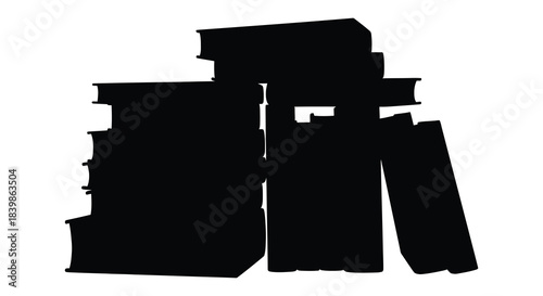 Abstract black shape resembling stacked blocks or a building presented as a silhouette