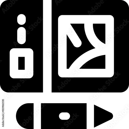 pen tablet glyph icon. Strong and solid vector icon for websites, mobile interfaces, presentations, and visual branding. High quality and easy to edit.