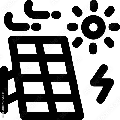 solar energy line icon. Clean and minimalist vector icon for websites, mobile apps, presentations, and logos. Fully scalable and customizable for any project.